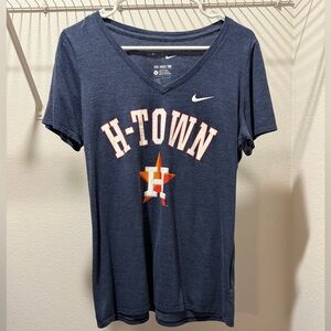 Nike Athletic Cut Tee with HOUSTON in Heathered Blue